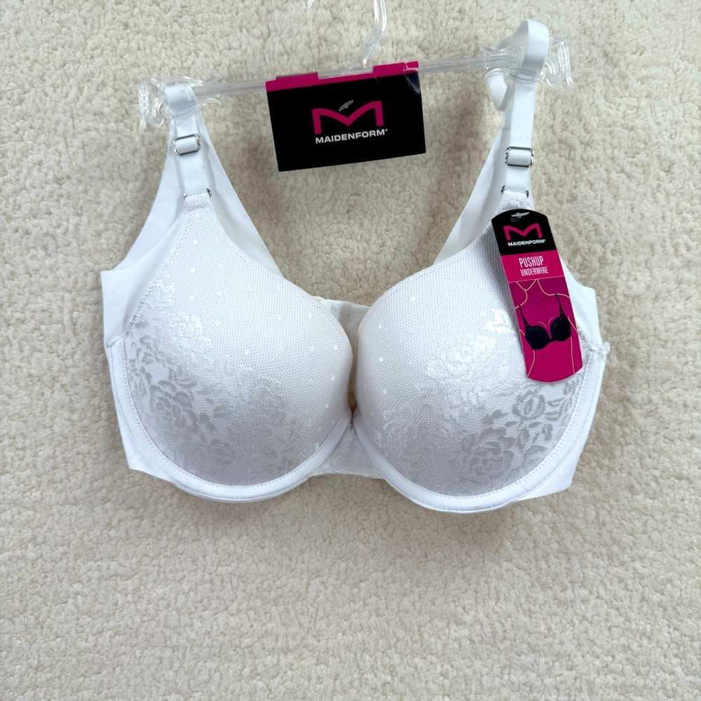 Maidenform White Lace pushup Underwire Full-Coverage Bra 36B NWT